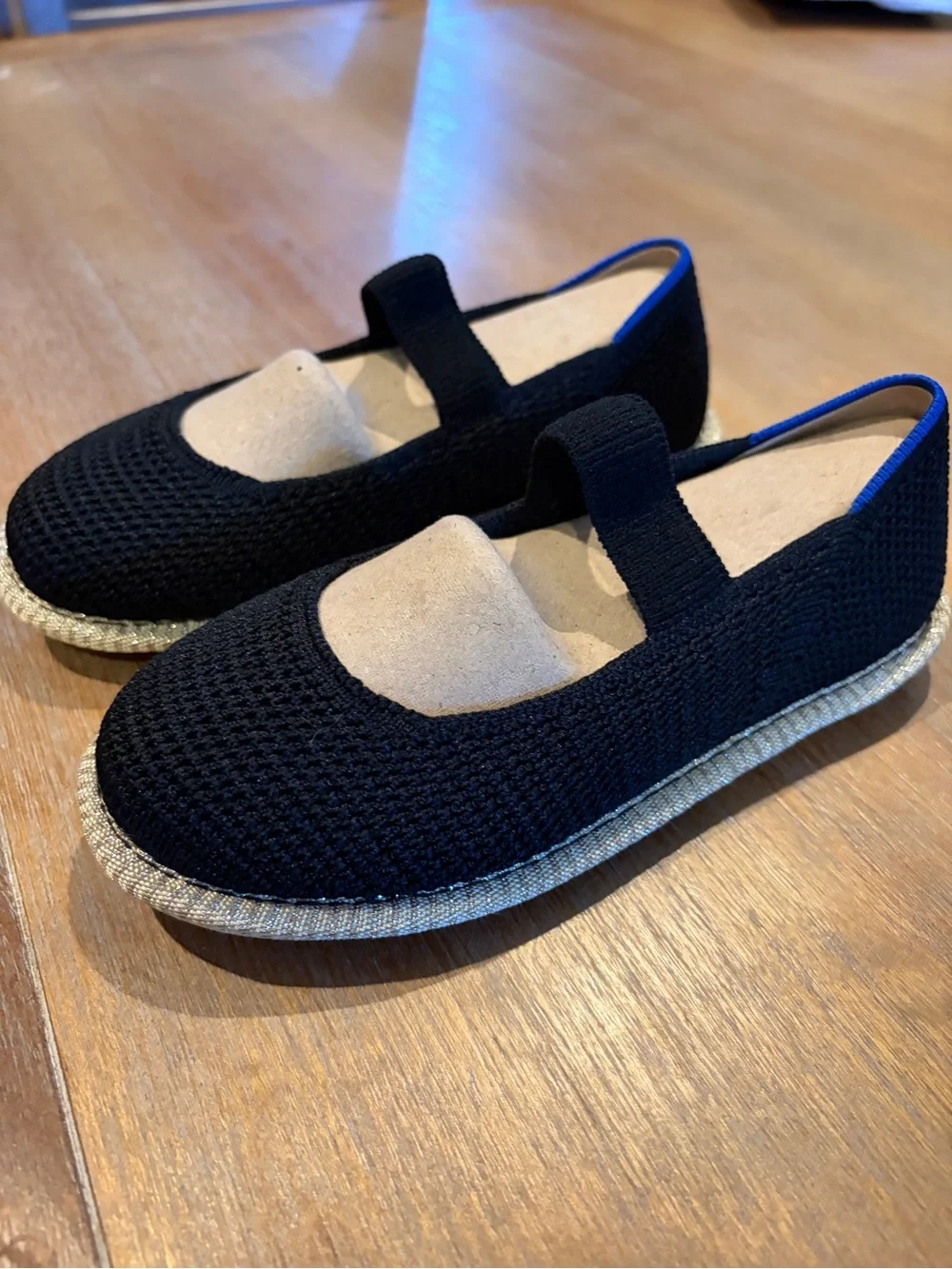 Rothy's Mini Mary Jane Kids Black Raffia-Knit